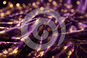 Purple and gold textile fabric background