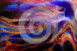 Purple and golden abstract resin art swirl background. Pattern