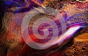 Purple and golden abstract resin art swirl background. Pattern