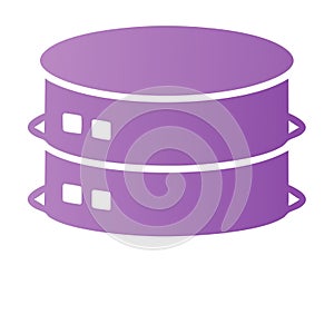 Purple gradient database server icon graphic for data storage and network technology
