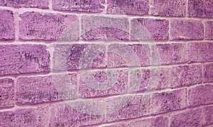 Purple Grape Colored Grunge Brick Wall in Diminishing Perspective