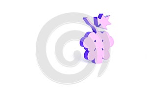 Purple Grape fruit icon isolated on white background. Minimalism concept. 3d illustration 3D render