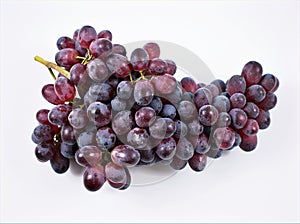 Purple Grapes fruit isolated on white background  bunch red grapes