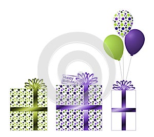 Purple and Green Birthday Gifts and Ballons