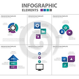 Purple green blue Infographic elements icon presentation template flat design set for advertising marketing brochure flyer