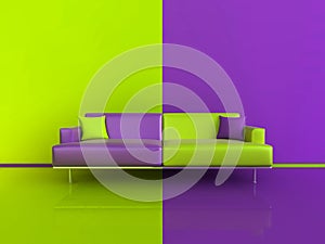 Purple/Green Contrast Interior