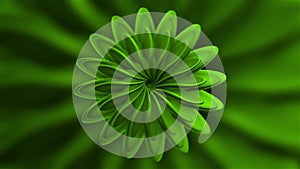 Purple and green flower in abstraction. Motion. Flowers with petals spin in 3d format expanding and narrowing creating a