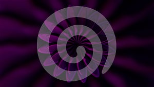 Purple and green flower in abstraction. Motion. Flowers with petals spin in 3d format expanding and narrowing creating a