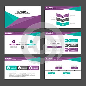 Purple Green polygon infographic element and icon presentation templates flat design set for brochure flyer leaflet website