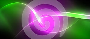 a purple and green wave on a black background