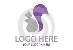 Purple and Grey Color Abstract Animal Squirrel Logo Design