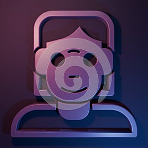 Purple Hacker or coder icon isolated on purple-blue background. Programmer developer working on code, coding, testing