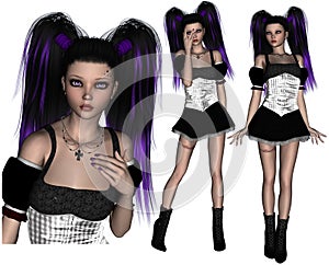 Purple Hair Goth Teenager Poser photo