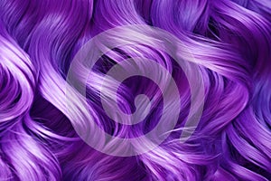 Purple Hair texture background closeup. Bright violet color curls, fashion hairstyle. Generative AI