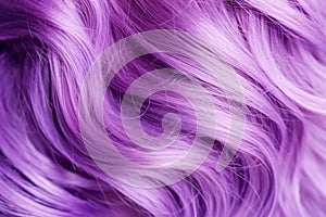 Purple Hair texture background closeup. Bright violet color curls, fashion hairstyle. Generative AI