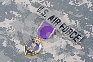 Purple Heart award on US AIR FORCE uniform