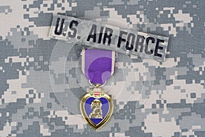 Purple Heart award on US ARMY uniform