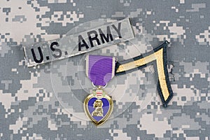 Purple Heart award on US ARMY uniform