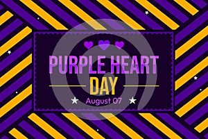 Purple Heart Day wallpaper with colorful shapes and typography inside Box.