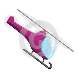 Purple helicopter icon, cartoon style