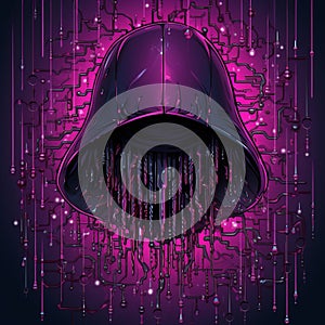 a purple hooded darth vader on a purple background photo