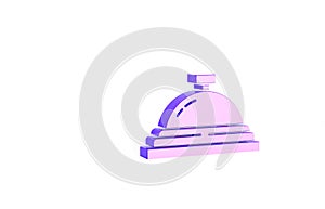 Purple Hotel service bell icon isolated on white background. Reception bell. Minimalism concept. 3d illustration 3D