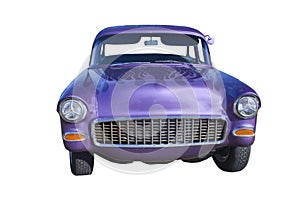 Purple hotrod sedan front