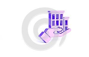 Purple House insurance icon isolated on white background. Security, safety, protection, protect concept. Minimalism