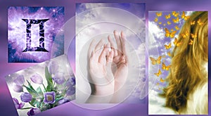 Purple images for zodiac sign Capricorn like a astrology concept