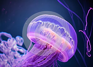 A purple jellyfish closeup. Isolated. Generative AI