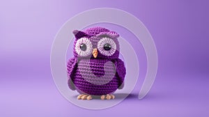 Purple Knitted Owl Toy On A Moody Background