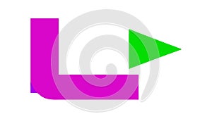 Purple L-Shape with Green Directional Arrow, vector design Generative AI photo