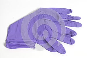 Purple latex gloves