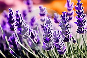 Purple lavender flowers close up