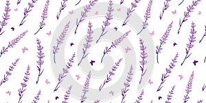 Purple lavender flowers repeat pattern design.