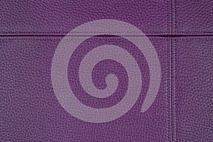 Purple leather, leatherette texture background wtih decorative stich