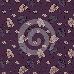 Purple leaves repeating pattern - vector illustration seamless nature print