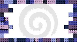 Purple lego blocks. Lego blocks frame. Background lego