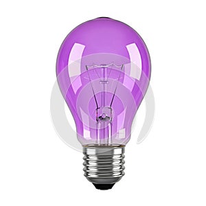 Purple light bulb isolated on clean and solid white background