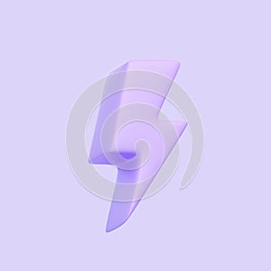 Purple lightning bolt icon isolated on purple background