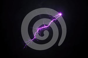 Purple Lightning Strike at Night - Electric Impact Effects with Thunderstorm Sparking Discharges - Isolated Background V photo