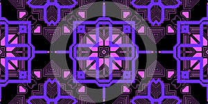 Purple Lilac Seamless Techno Lines Pattern.