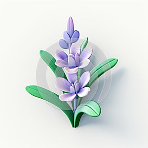 Purple Lilacs With Green Leaves: Playful 3d Illustration