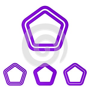 Purple line pentagonal logo design set