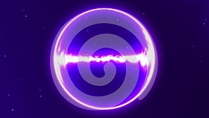 Purple liquid energy ball. Abstract futurictic sphere with magic power and plasma glow