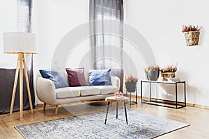 Purple living room with heathers