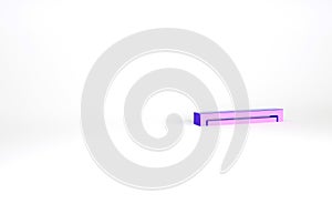 Purple Long luminescence fluorescent energy saving lamp icon isolated on white background. Minimalism concept. 3d