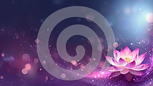 Purple lotus flower, sparkle and bokeh background