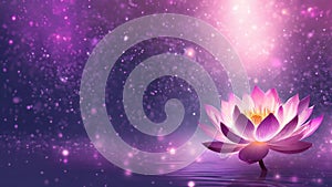 Purple lotus flower, sparkle and bokeh background