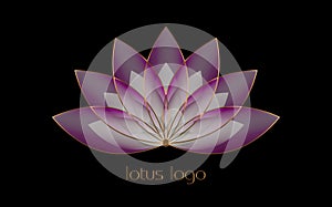 Purple Lotus logo, Flower of Life. Sacred Geometry. Symbol of Harmony and Balance. Sign of purity. Chakra Yoga design isolated